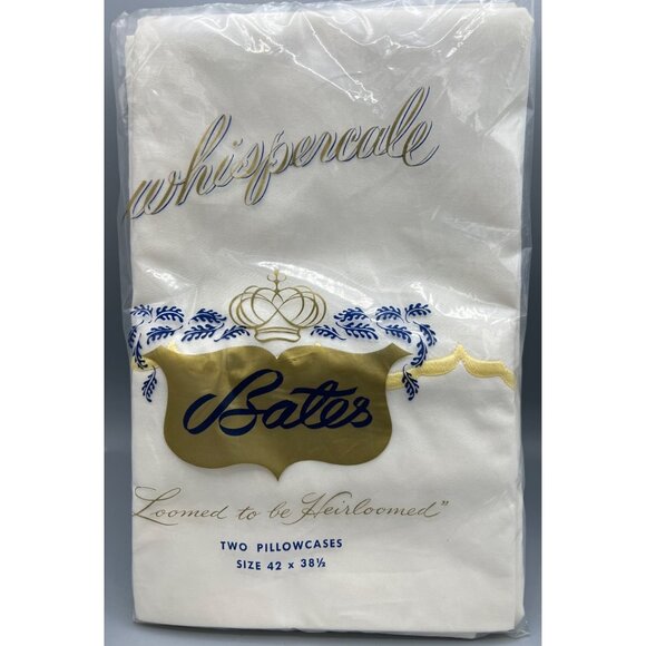 Bates Other - Bates Whisperscale White Pillowcases Yellow Detail 42" X 38.5" Cotton Blend